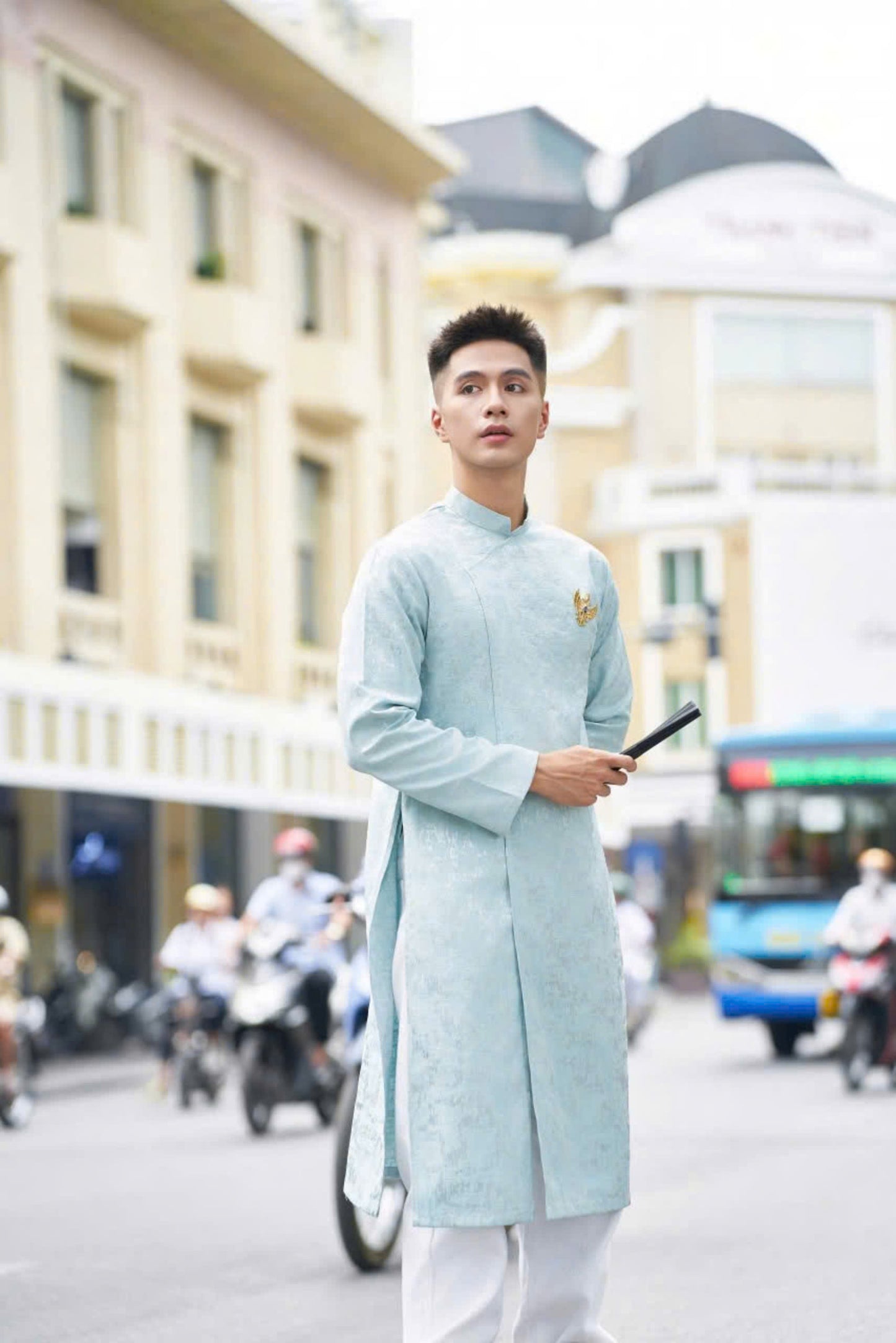 Men Dress - Light Blue Modern Ao Dai Men's