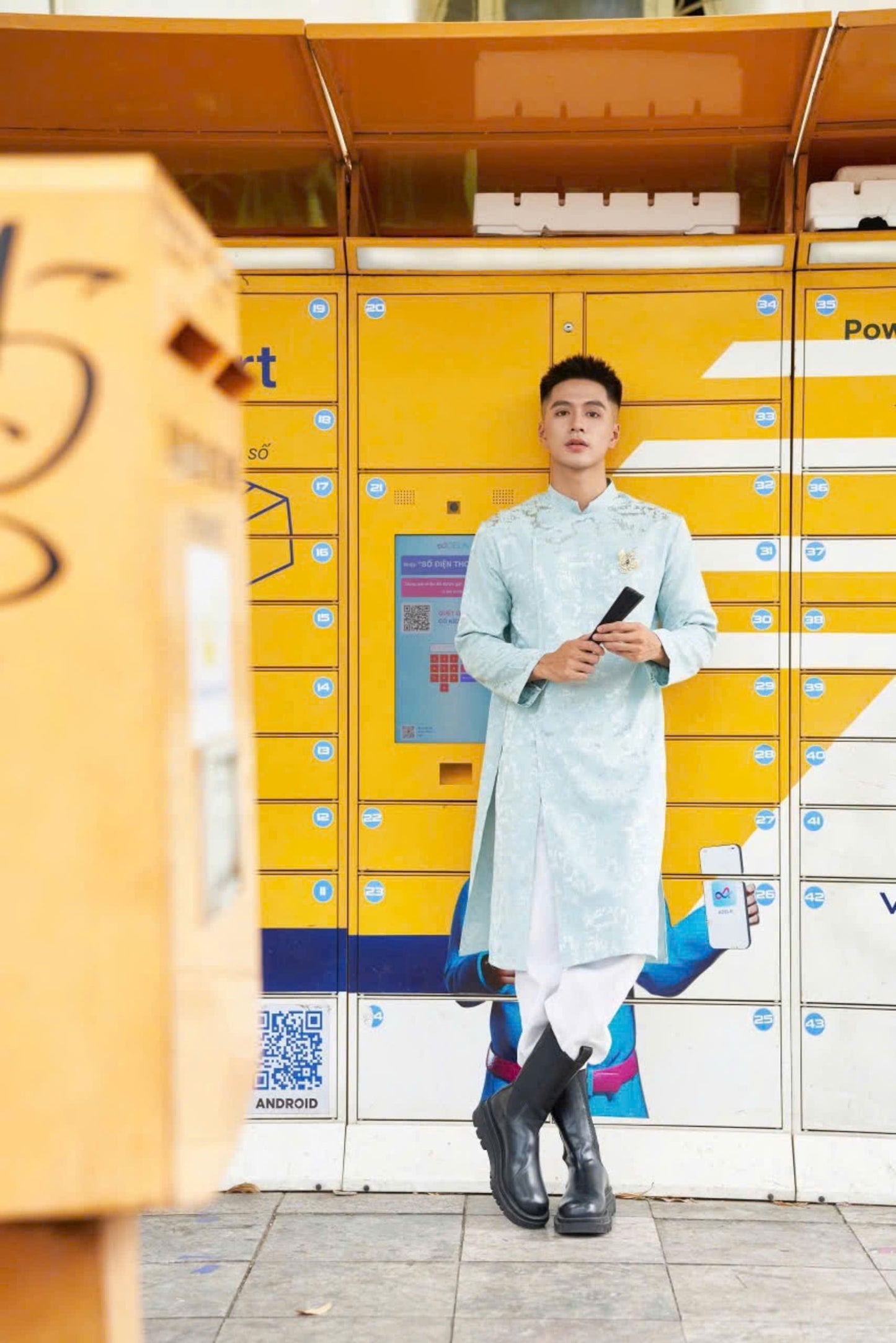 Men Dress - Light Blue Modern Ao Dai Men's