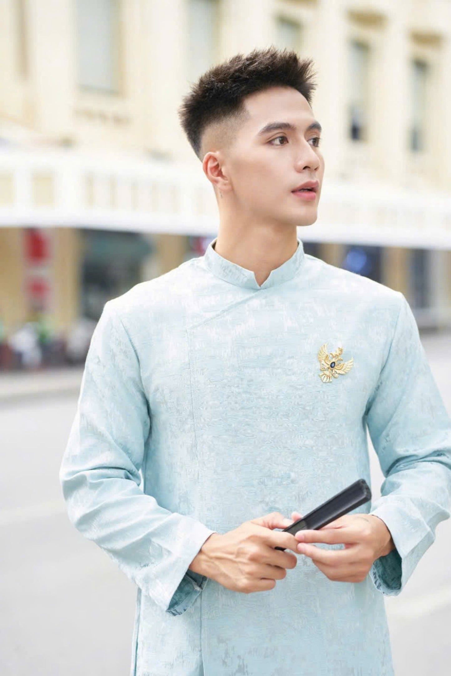 Men Dress - Light Blue Modern Ao Dai Men's