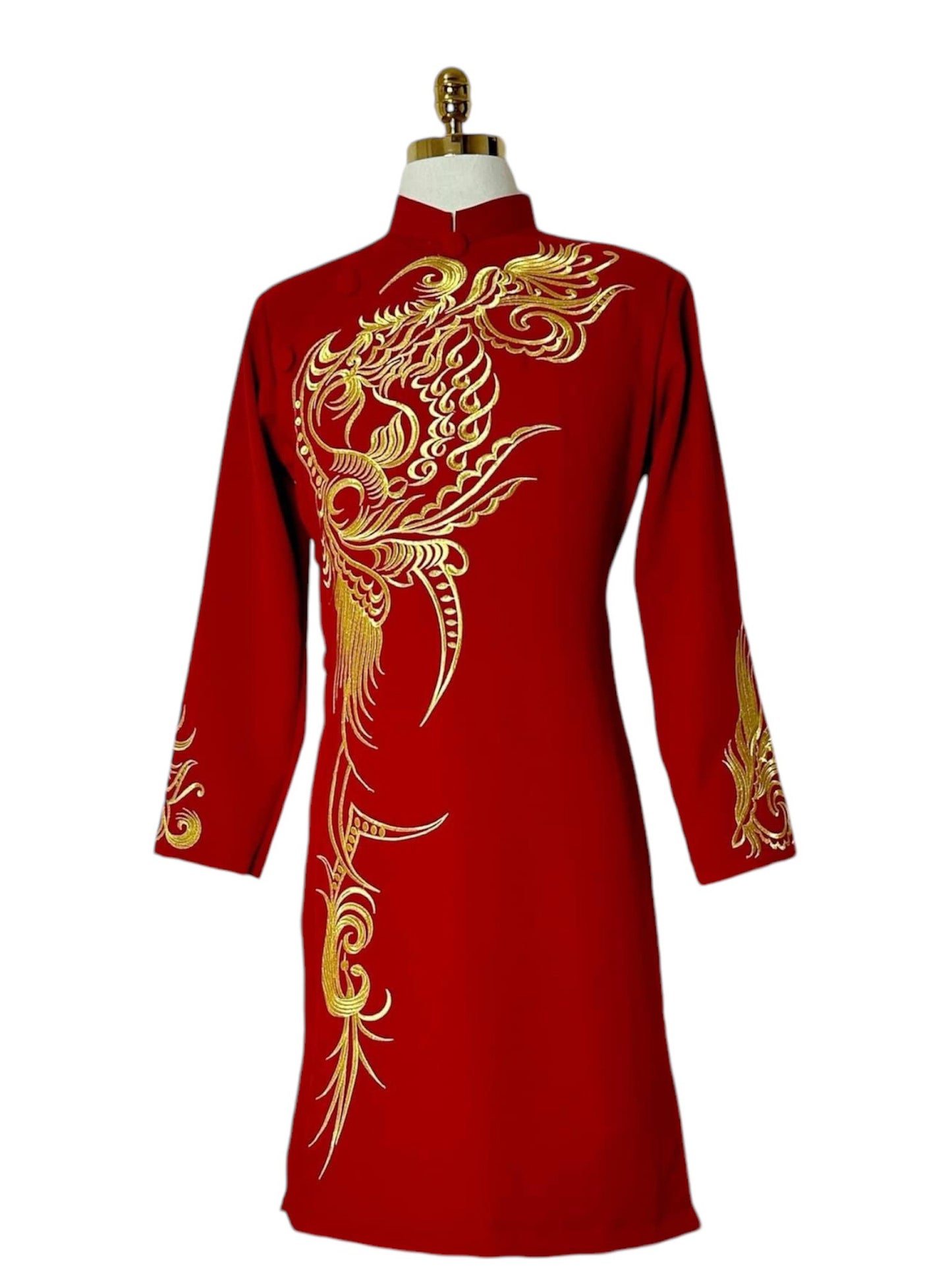 Motif Embroidered Ao Dai Men - Traditional Ao Dai For Men