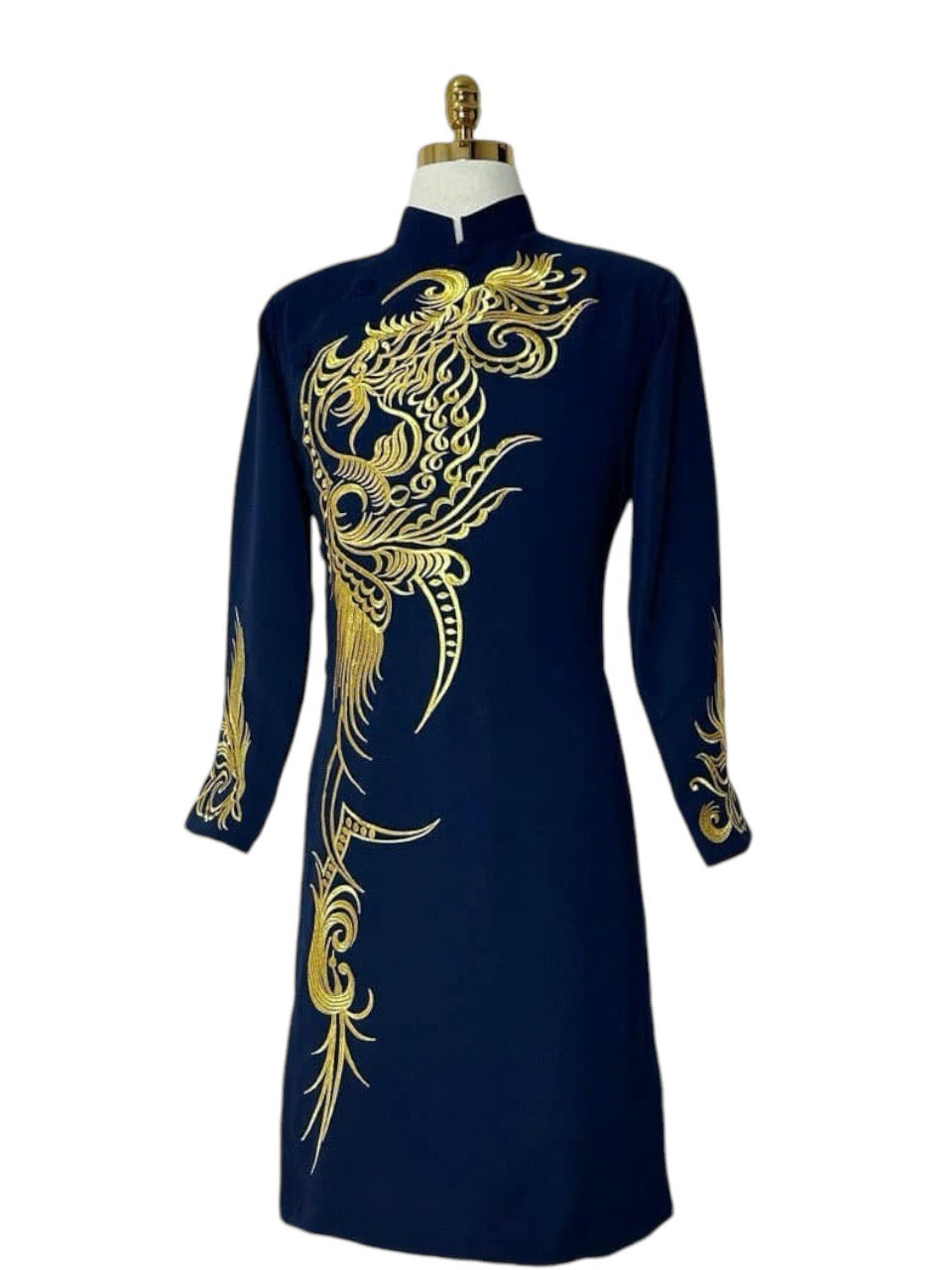 Motif Embroidered Ao Dai Men - Traditional Ao Dai For Men