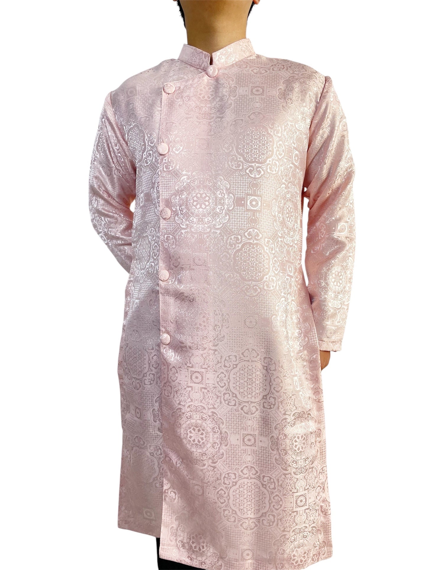 Pink Gấm Ao Dai For Men - Ao Dai Truyen Thong Nam | Men Dress