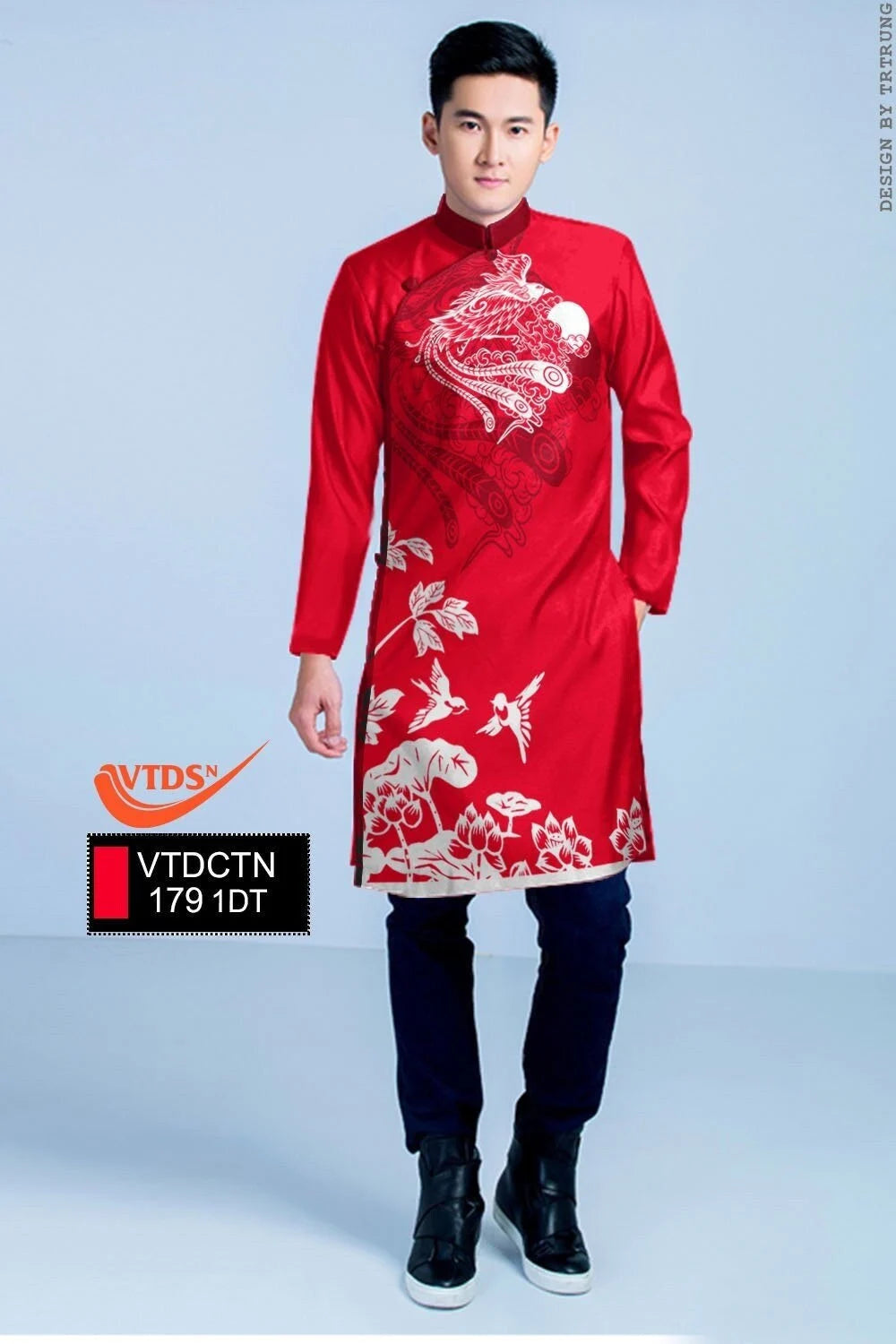 Men's Ao Dai - Motif Pattern Printed Men Ao Dai
