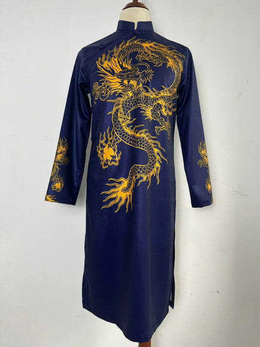 Men's Ao Dai - Printed Dragon Ao Dai For Dad, Son