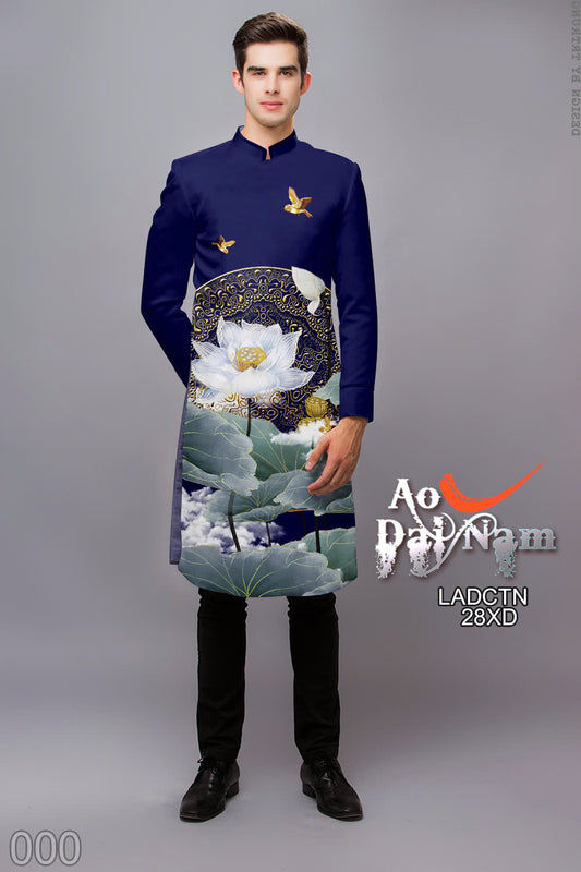 Men's Ao Dai - Lotus 3D Printed Ao Dai For Men