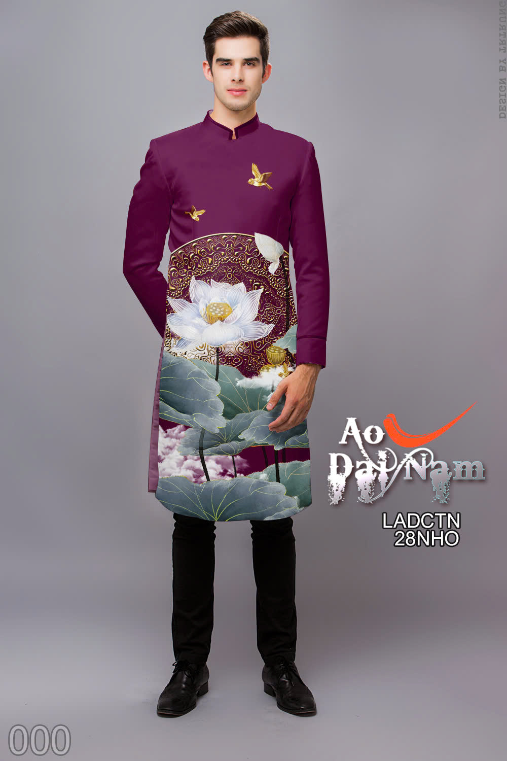 Men's Ao Dai - Lotus 3D Printed Ao Dai For Men