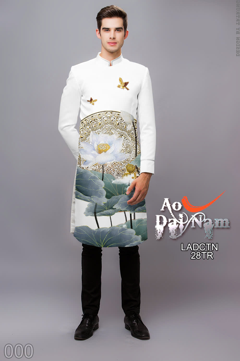 Men's Ao Dai - Lotus 3D Printed Ao Dai For Men