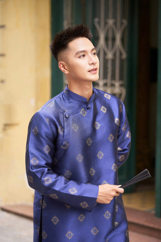 JACK Navy Blue Men's Ao Dai | Wedding Ao Dai For Men - Vietnamese Long Dress