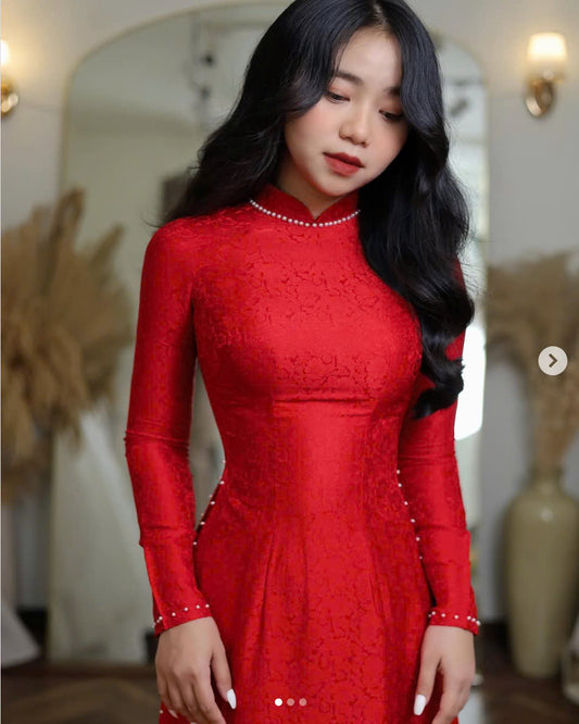 Red Bride Ao Dai Dress | Vietnamese Traditional Ao Dai