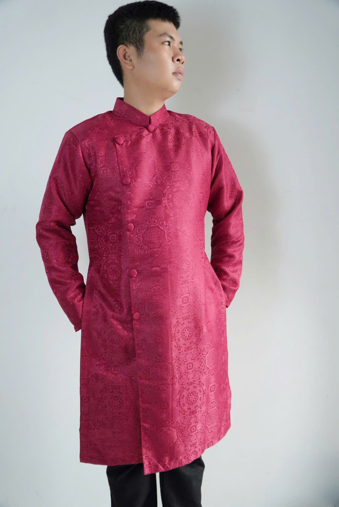 Red Gấm Groom Ao Dai Vietnam | Wedding Ao Dai For Men
