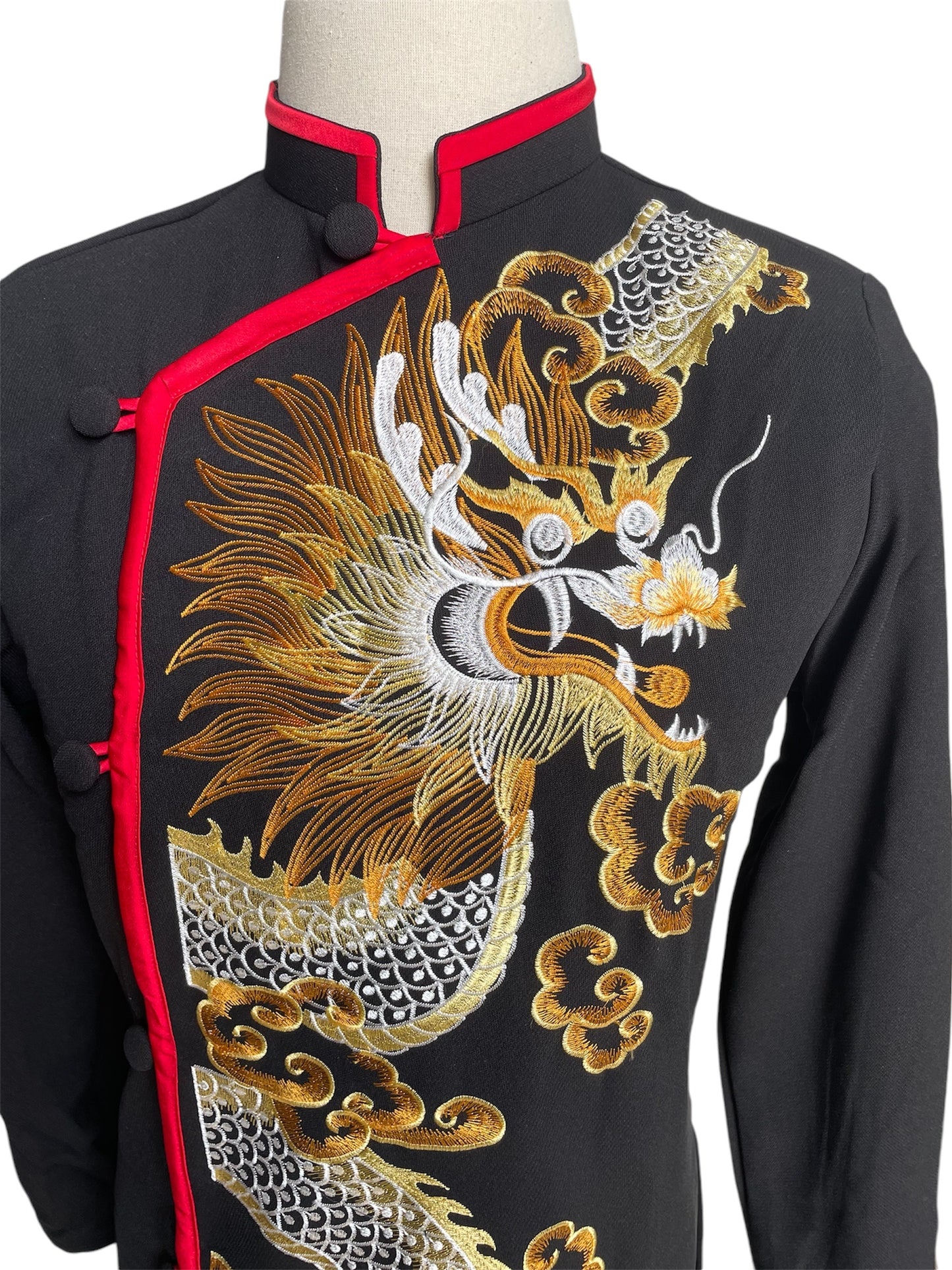 Black Dragon Embroidered Ao Dai For Men - Traditional Ao Dai Men