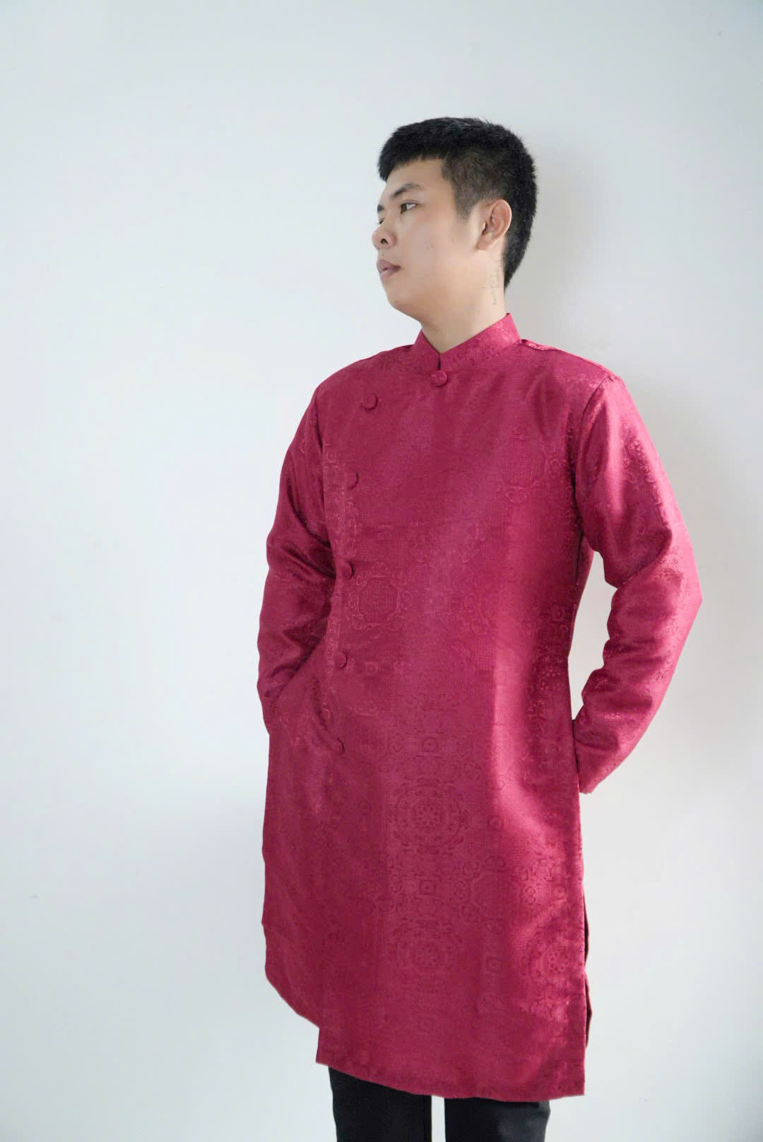 Red Gấm Groom Ao Dai Vietnam | Wedding Ao Dai For Men