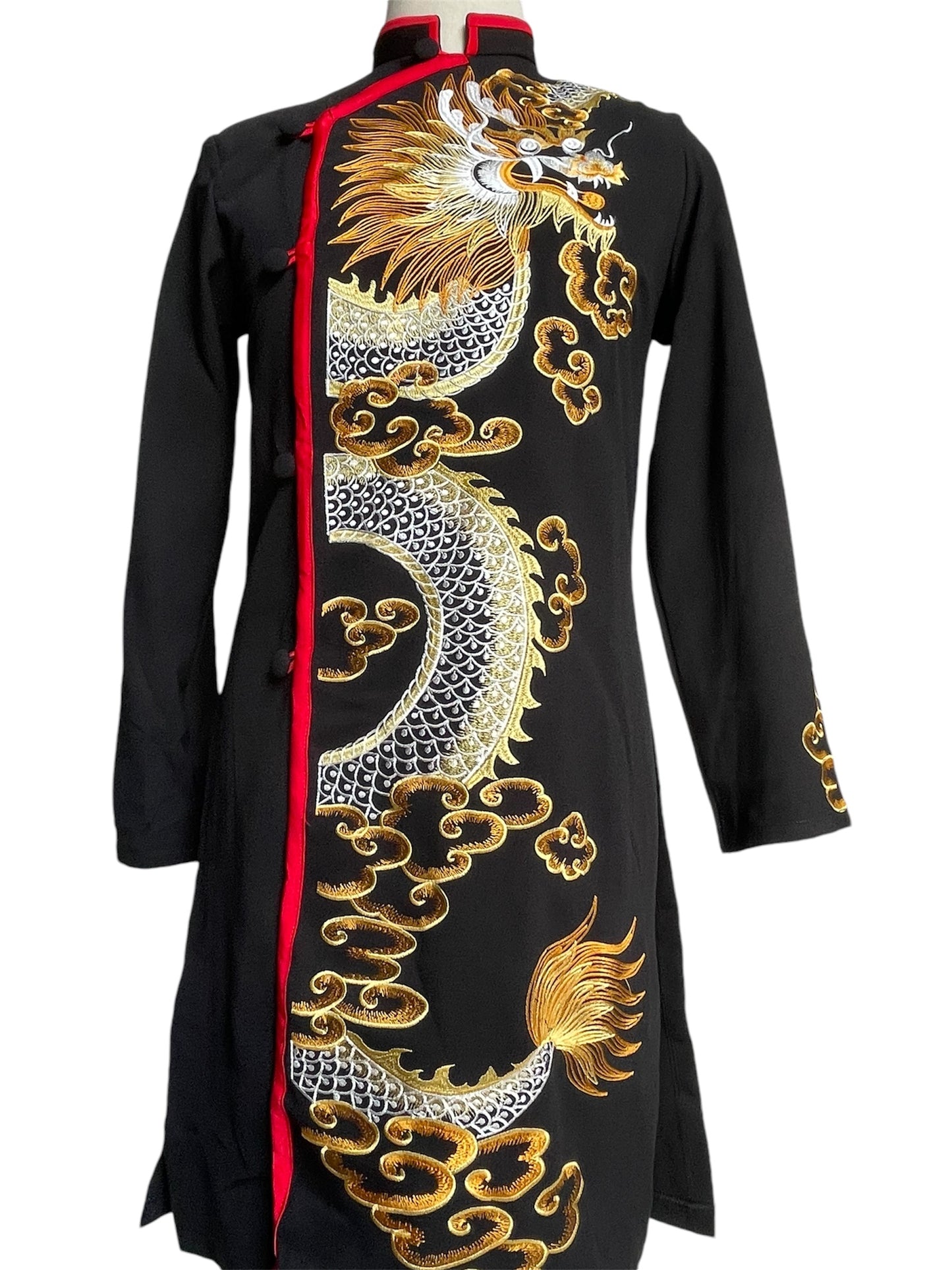 Black Dragon Embroidered Ao Dai For Men - Traditional Ao Dai Men
