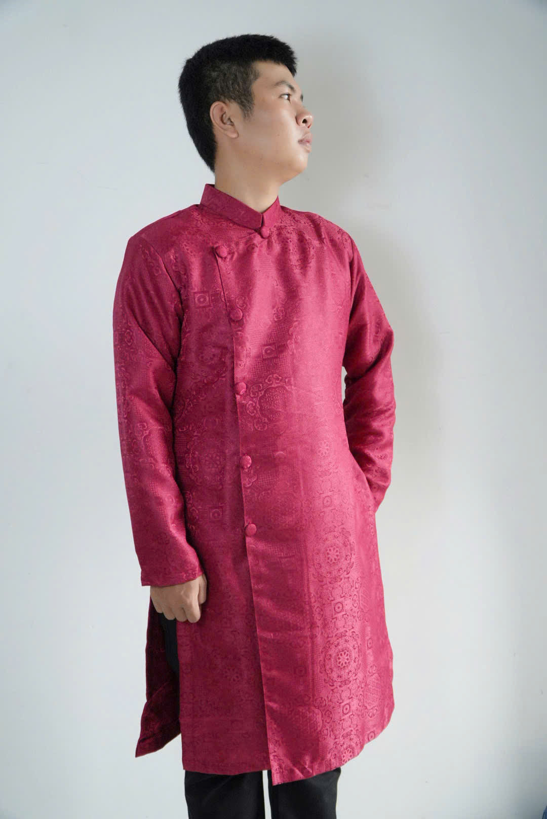 Red Gấm Groom Ao Dai Vietnam | Wedding Ao Dai For Men