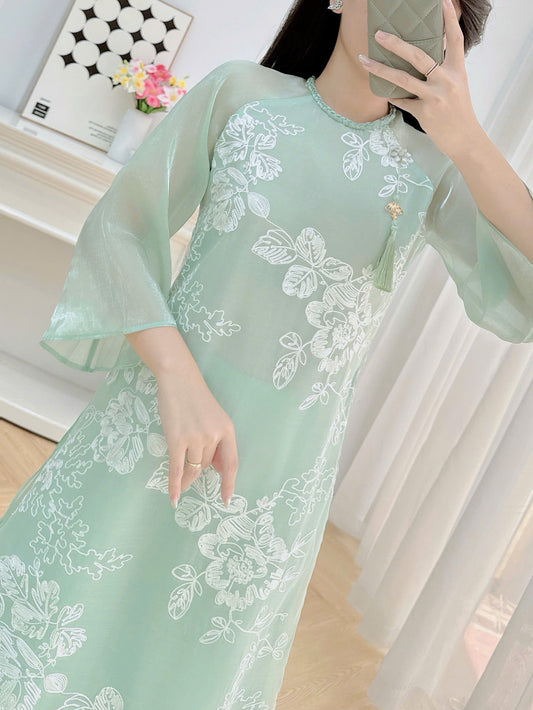 LINH LAN Light Green Ao Dai Set | Vietnamese ao dai for women