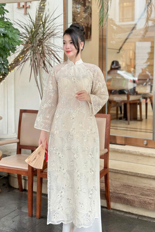 Luxury Minh Khang Ao Dai | Modern Ao Dai Dress - NO Pant