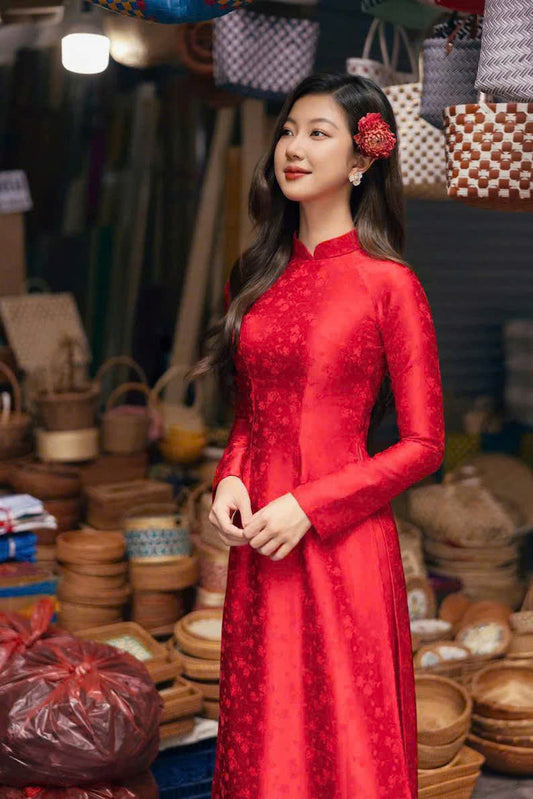 Red\Green Traditional Ao Dai Dress | Áo Dài Truyền Thống | Women Ao Dai
