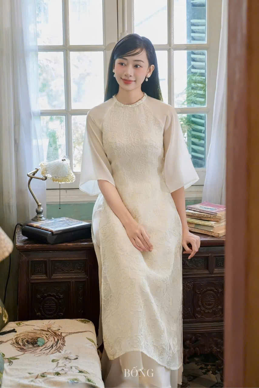White Orangza Silk Modern Ao Dai Dresses | Áo Dài Cách Tân