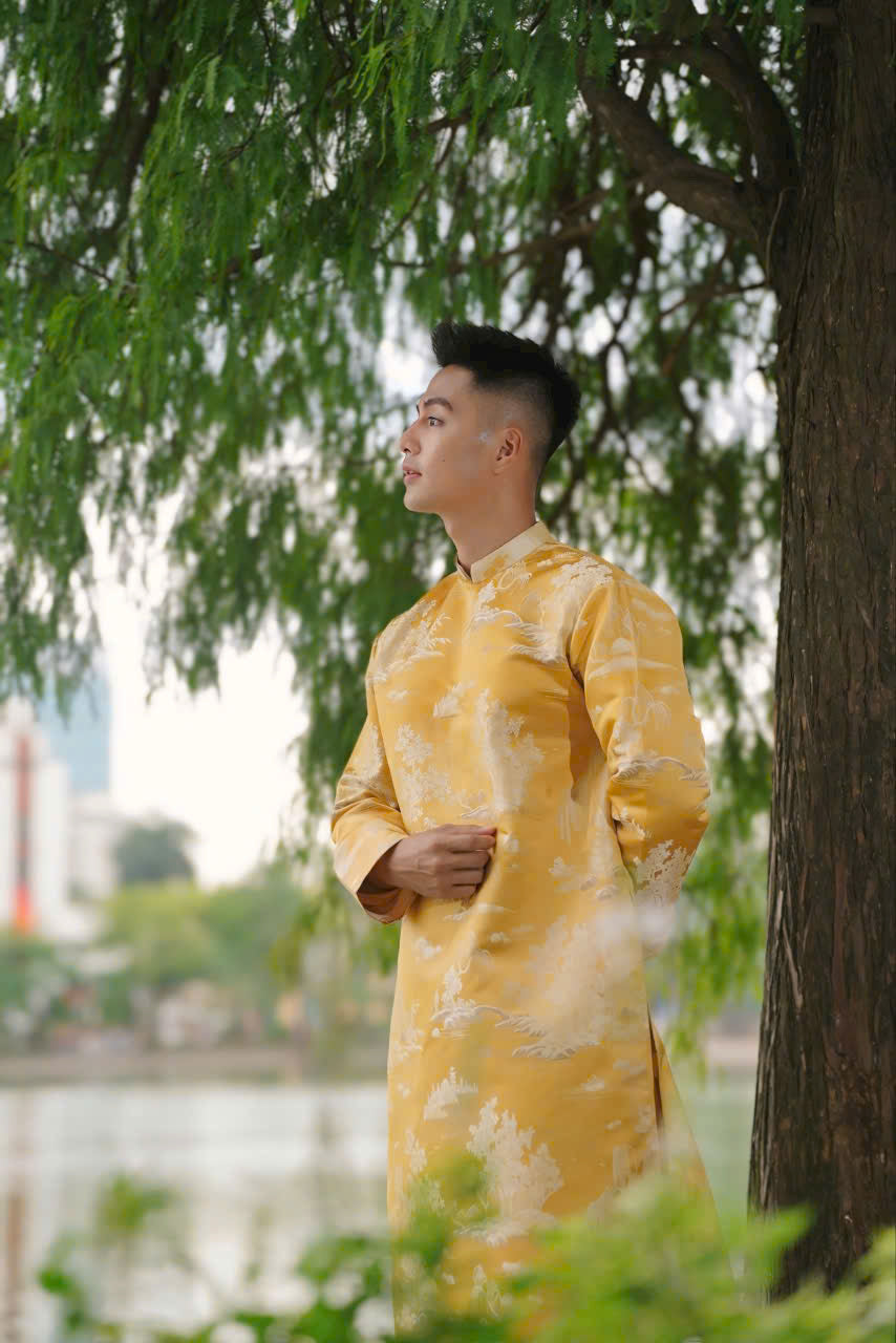 Yellow LANG TU Ao Dai Men - Men Dress - Ao Dai Vietnam