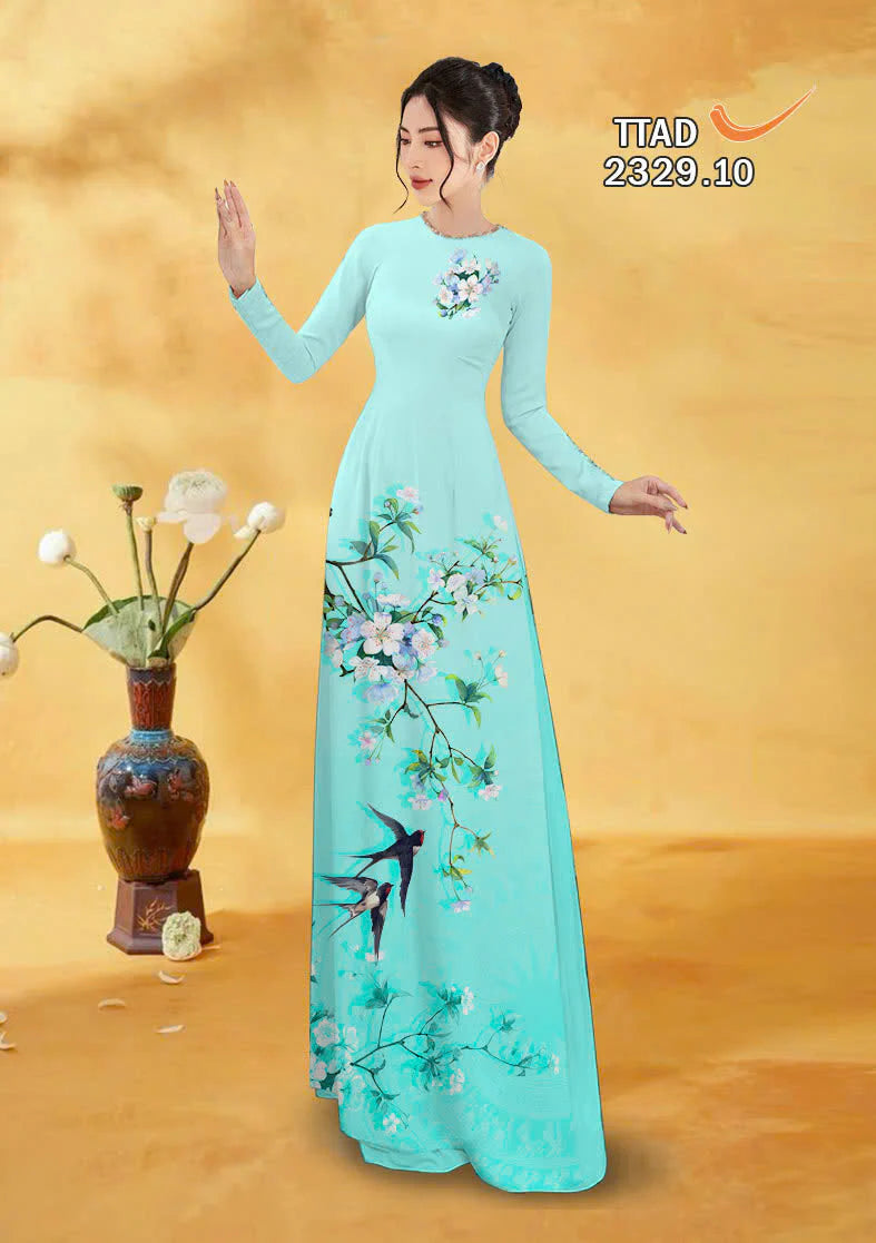 Pre-order: 3D Printed White Blossom Ao Dai | Traditional Vietnamese Dress for Women