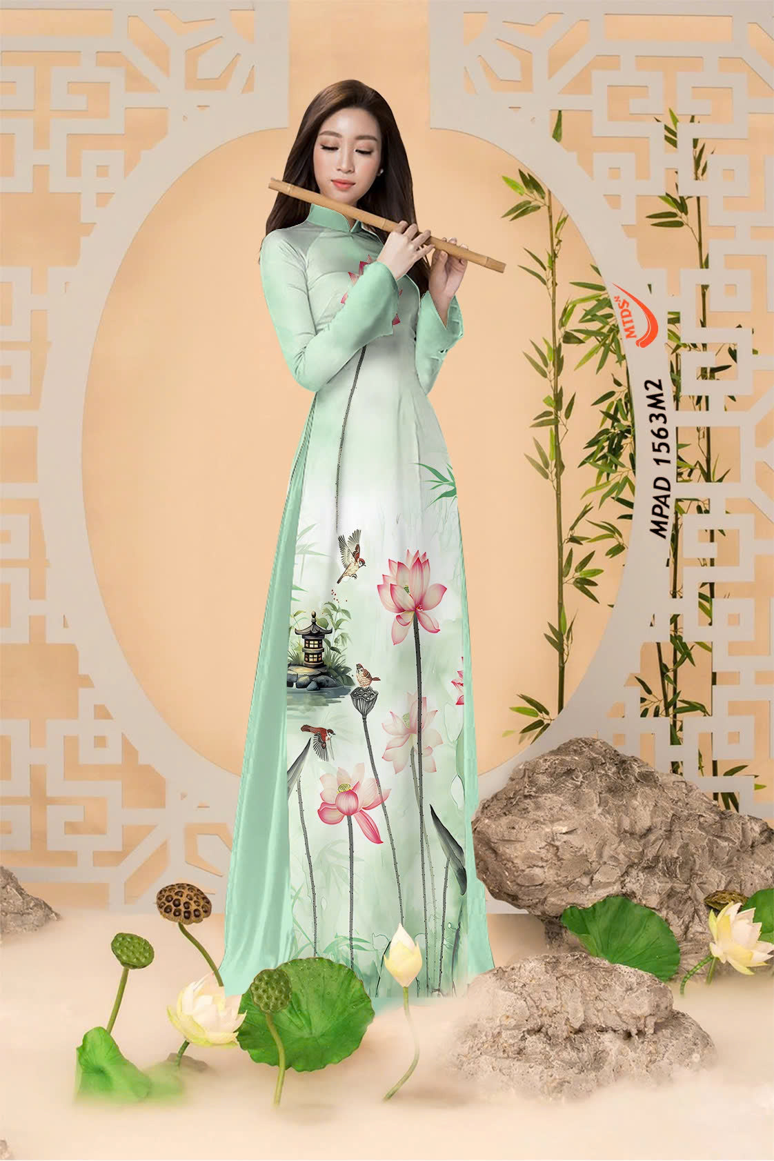 3D Lotus Printed Ao Dai Vietnam | Vietnamese Ao Dai For Women