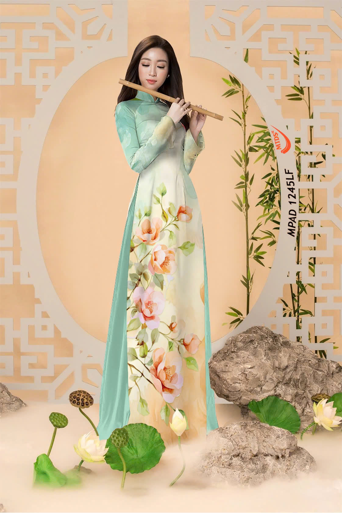 3D Jasmine Pattern Ao Dai For Women | Traditional Ao Dai Vietnam