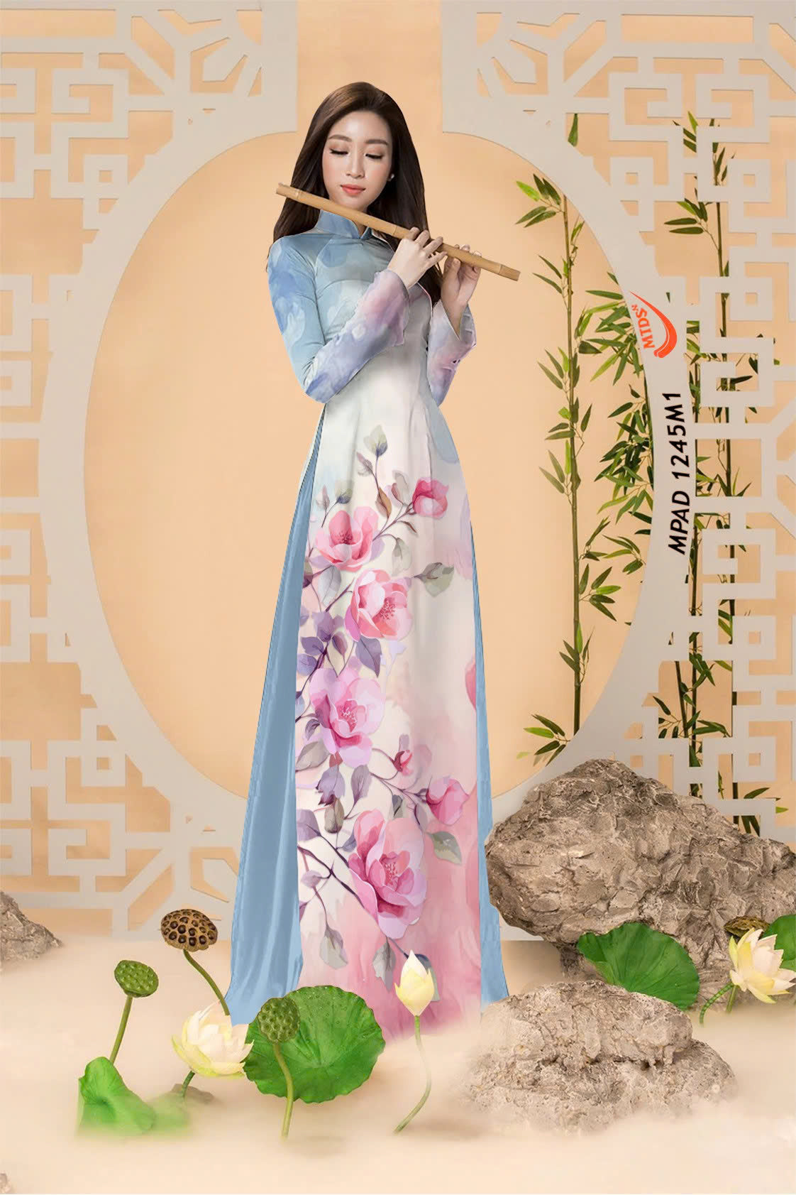 3D Jasmine Pattern Ao Dai For Women | Traditional Ao Dai Vietnam