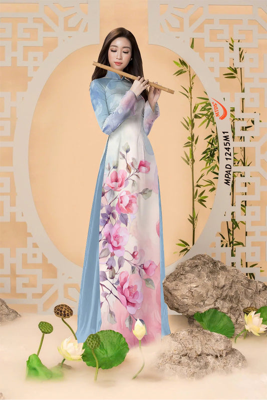 3D Jasmine Pattern Ao Dai For Women | Traditional Ao Dai Vietnam