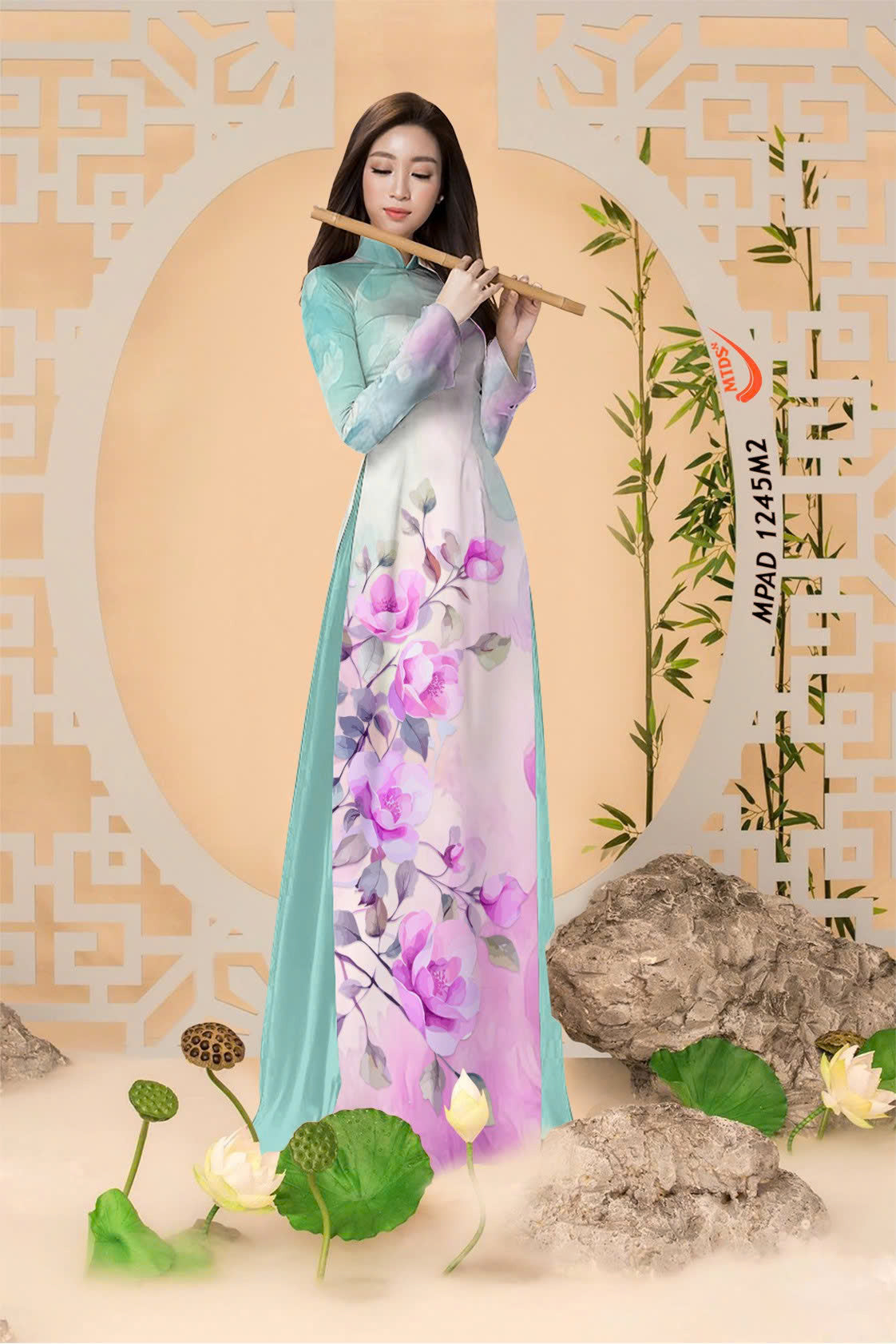 3D Jasmine Pattern Ao Dai For Women | Traditional Ao Dai Vietnam