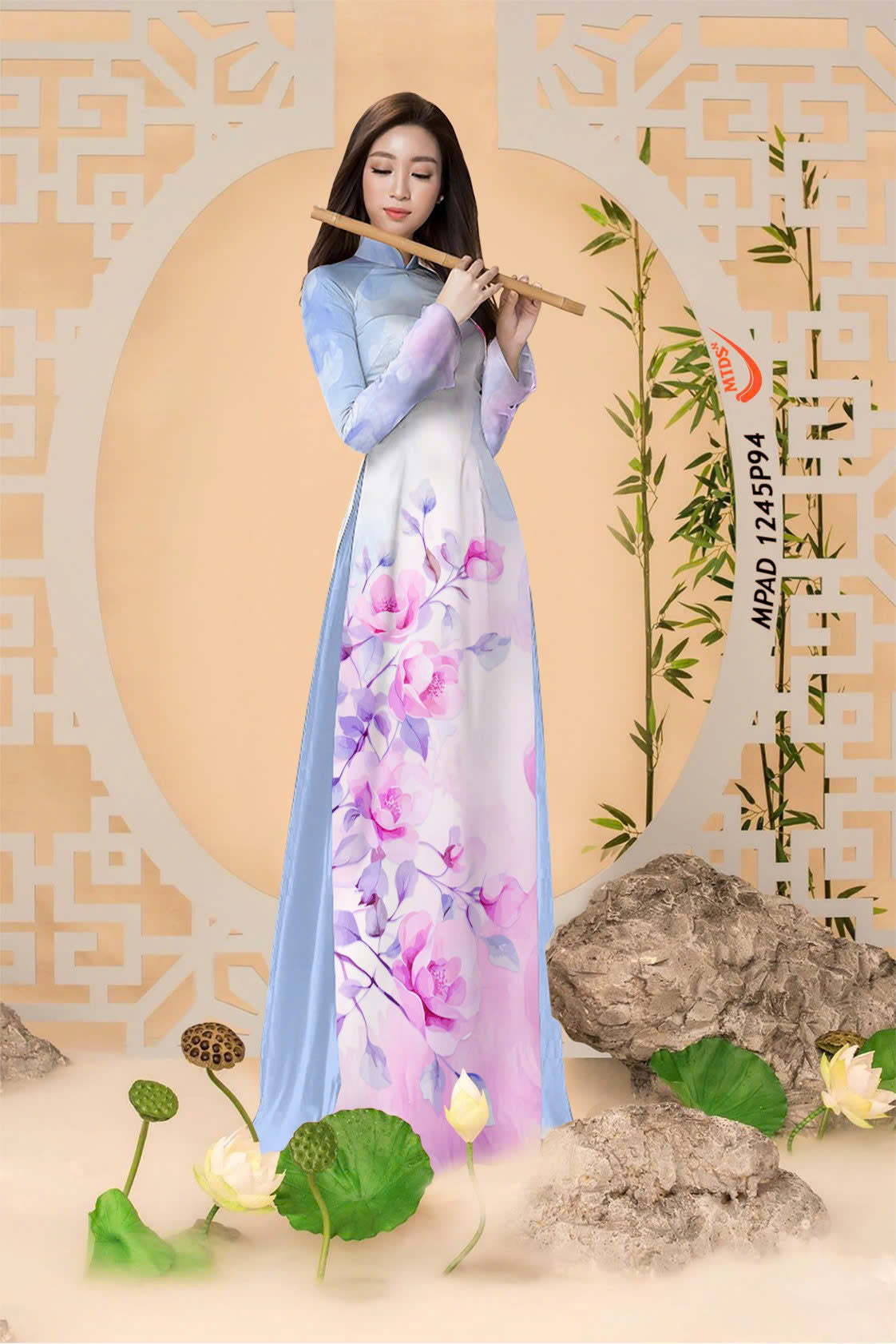3D Jasmine Pattern Ao Dai For Women | Traditional Ao Dai Vietnam