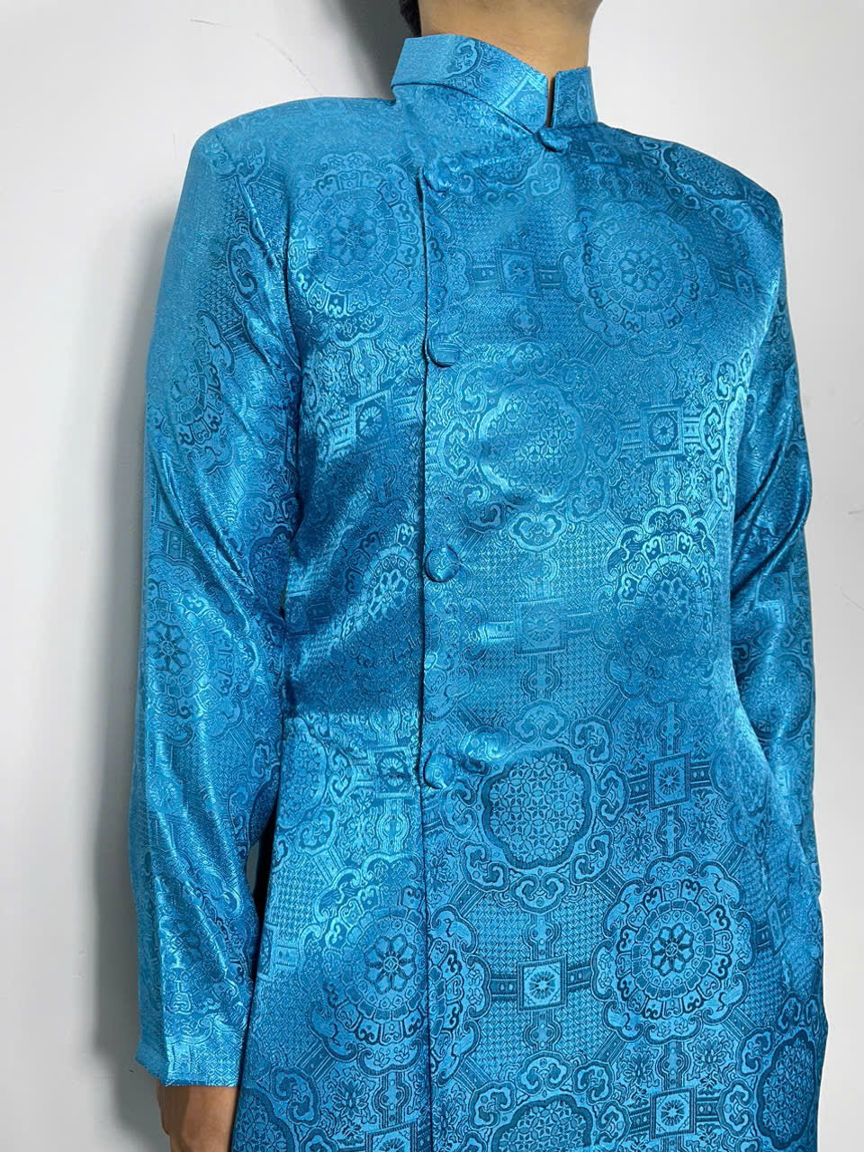 Aqua Blue Gam Ao Dai For Men - Men Dress | Ao Dai For Groomsmen