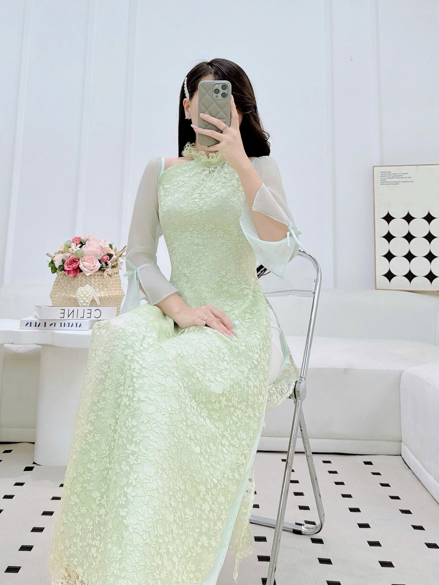 CELESTE Ao Dai Long Dress | Vietnamese Traditional Ao Dai Set