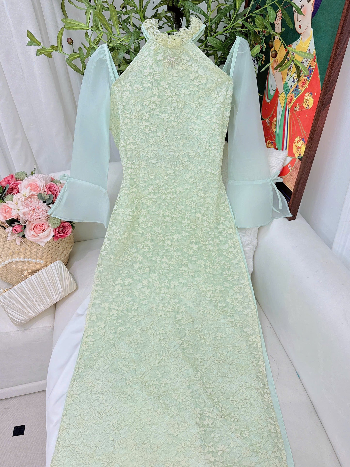 CELESTE Ao Dai Long Dress | Vietnamese Traditional Ao Dai Set