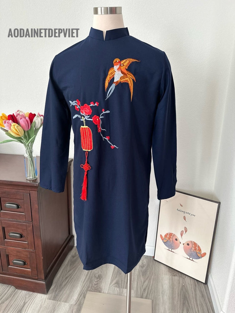 Men Ao Dai Embroidery- Hand Paint Ao Dai