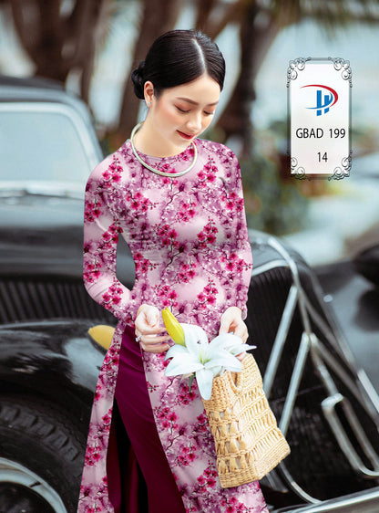 3D Floral Ao Dai - Vietnamese Traditional Ao Dai - Round Neck