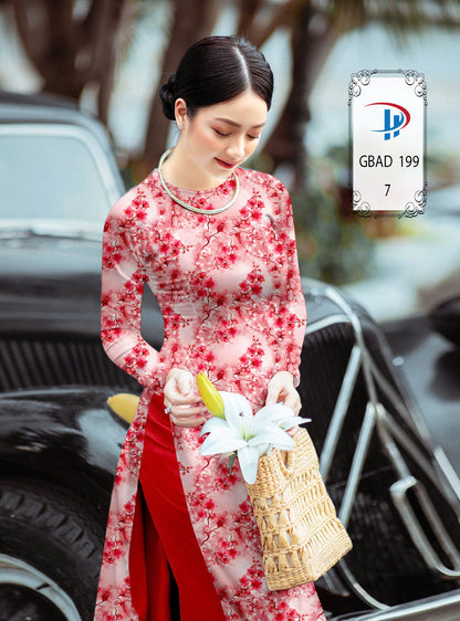 3D Floral Ao Dai - Vietnamese Traditional Ao Dai - Round Neck