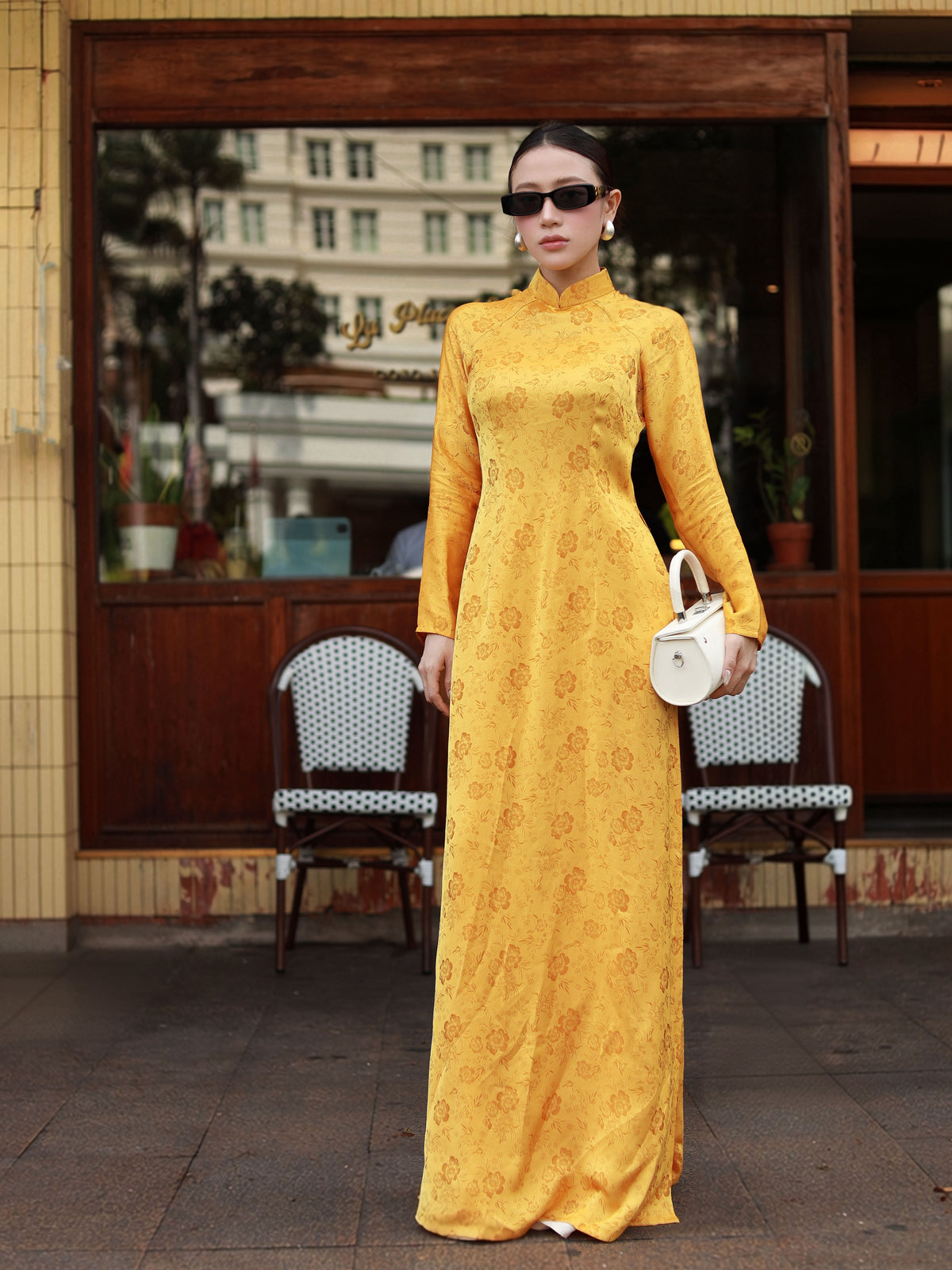 Yellow Vietnamese Ao Dai With Pants- Traditional Dress for Weddings - Women Dress