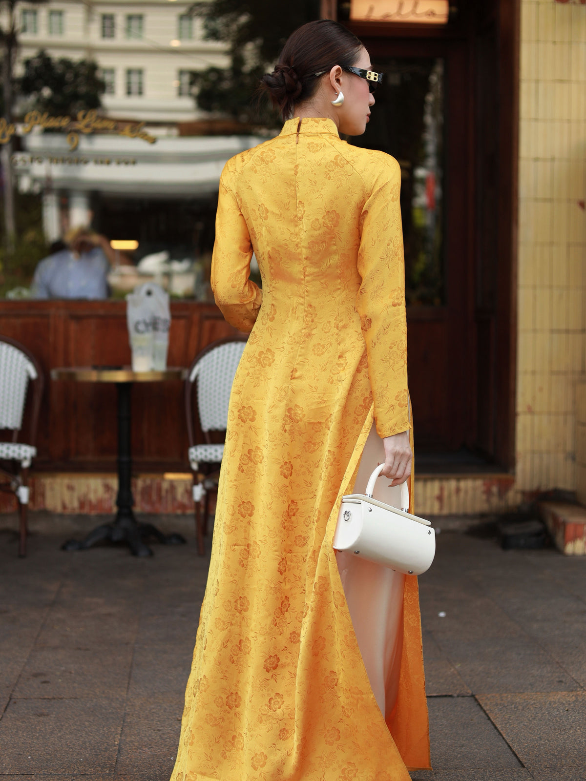 Yellow Vietnamese Ao Dai With Pants- Traditional Dress for Weddings - Women Dress