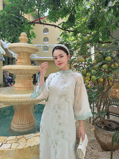 Floral Embroidery Ao Dai | Vietnamese Ao Dai Modern | Women Ao Dai