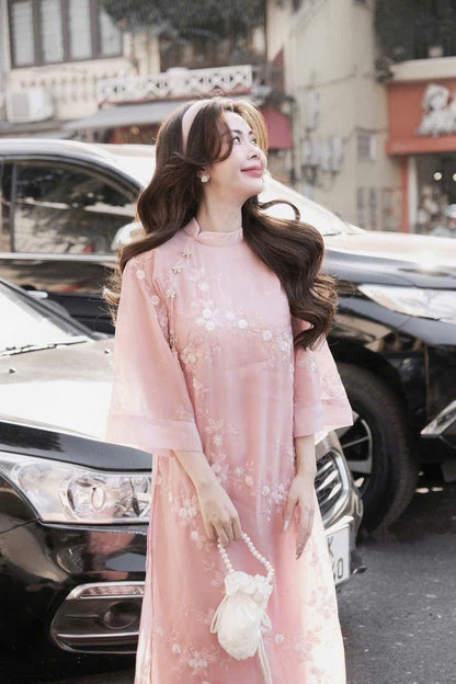 Floral Embroidery Ao Dai | Vietnamese Ao Dai Modern | Women Ao Dai