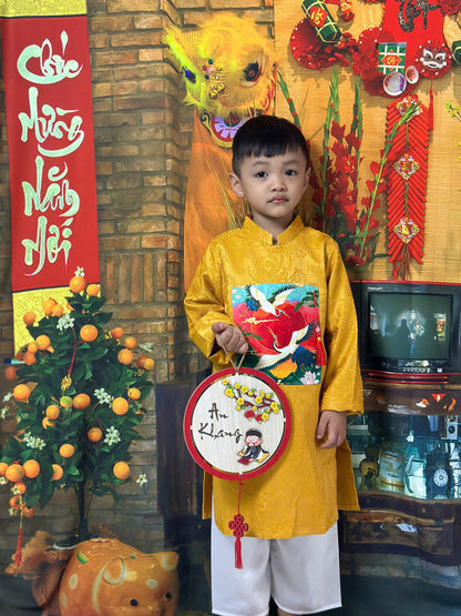 Yellow Gam 3D Bird Ao Dai For Kid | Vietnamese Ao Dai