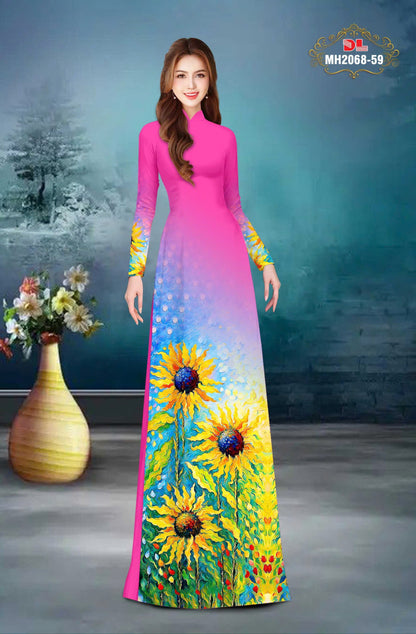 Pre-order: Sun floral Traditional Vietnamese Ao Dai | Ao Dai Viet Nam