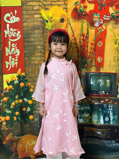 Pink Modern Girl's Ao Dai Set - Ao Dai For Daughter - Mấn Ao dai | Ao Dai Tết 2025