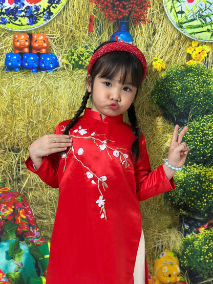 Blossom Ribbon Ao Dai For Kid Girl - Baby Girls Ao Dai | Áo Dài Tết 2025