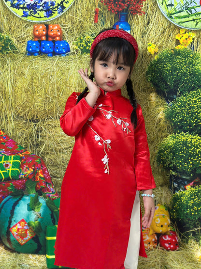 Blossom Ribbon Ao Dai For Kid Girl - Baby Girls Ao Dai | Áo Dài Tết 2025