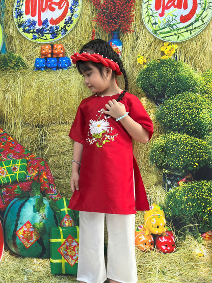 Red Sibling Ao Dai - Ao Dai Boy Girl