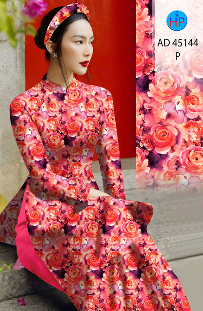 Pre-order: Traditional Vietnamese Ao Dai with Porcelain floral | Ao Dai Viet Nam | NO Headband