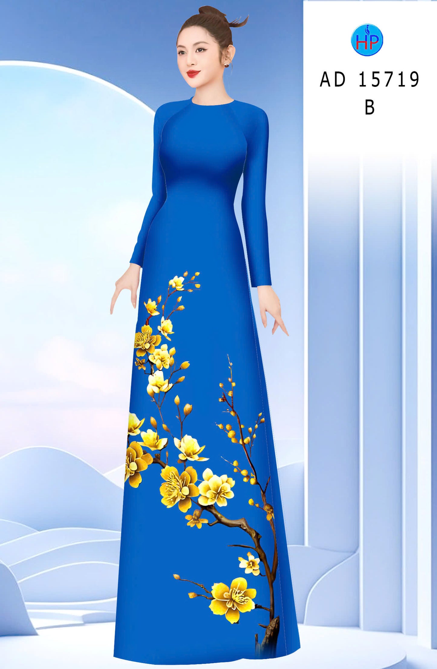 Pre-order: Traditional Vietnamese Ao Dai with Gold Mai Floral | Ao Dai Viet Nam