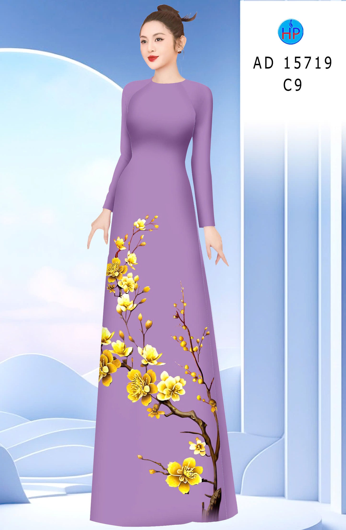 Pre-order: Traditional Vietnamese Ao Dai with Gold Mai Floral | Ao Dai Viet Nam