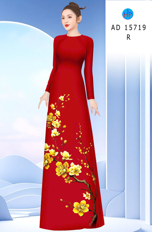 Pre-order: Traditional Vietnamese Ao Dai with Gold Mai Floral | Ao Dai Viet Nam